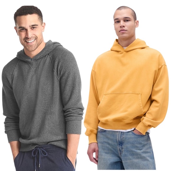 GAP -Set of Two- Men Pullover Hoodies Gray and Rugby Gold Size Small - Picture 1 of 10